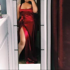 PLUS SIZE EVE DOUBLE SLIT PROM DRESS